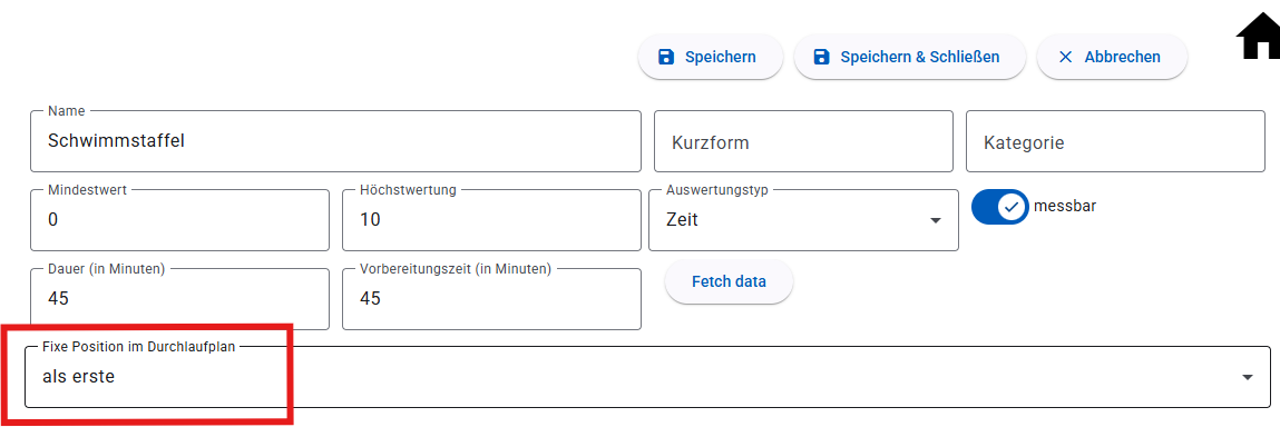 fixe position im durchlaufplan