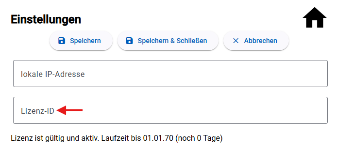 Lizenz-ID eingeben